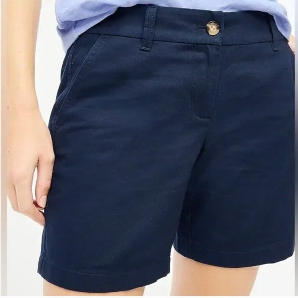 J. Crew Factory bo201 Navy 7" Classic Chino Short For Women EUC